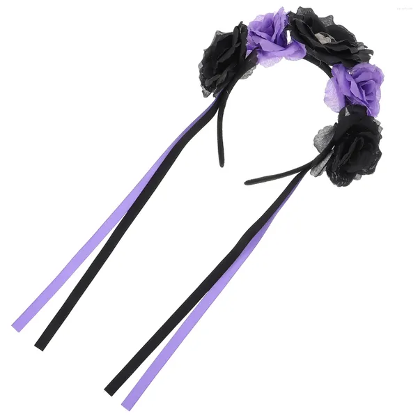 Bandane Fascia per capelli da donna messicana Halloween Rose Floral Veil Flower Hair Band Dead