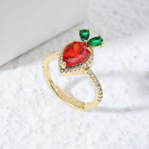 Anéis de cluster vendendo design de design de cenoura vermelha laranja anel de pedra feminina requintada jóia presente aberta