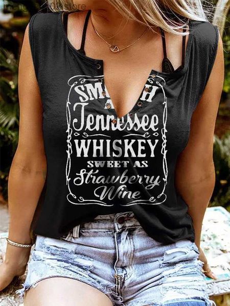 Tanques femininos Camis Sexy Cut Out Tank Top Women Smooth como Tennessee Wine Texto engraçado Música country Hole Hole Summer Sleesess Tee camisetas T230517