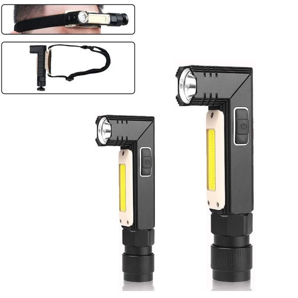 COB-Taschenlampen, 2-in-1-Stirnlampe, USB wiederaufladbar, 360-Grad-Drehung, magnetische Taschenlampe für den Außenbereich, wasserdicht, superhell, 5 Arbeitsmodi für Camping-Notfälle