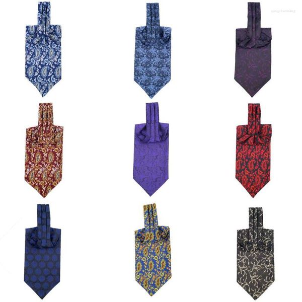 Fliegen !!! Herren-Krawatte im Vintage-Stil, Paisley-Blumenmuster, Hochzeit, formelle Krawatte, Ascot, Scrunch, selbst britischer Stil, Gentleman-Krawatte aus Polyester-Seide