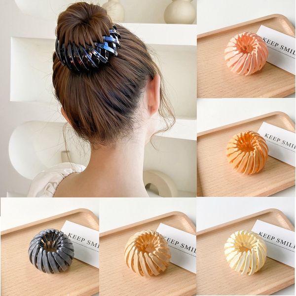 Clipes de cabelo Barrettes moda feminina pão de pão de cabelos com fivela de fivela de cabelos ninho de pássaro, expandindo acessórios de cabelo feminino Acessórios de cabelo feminino 230517