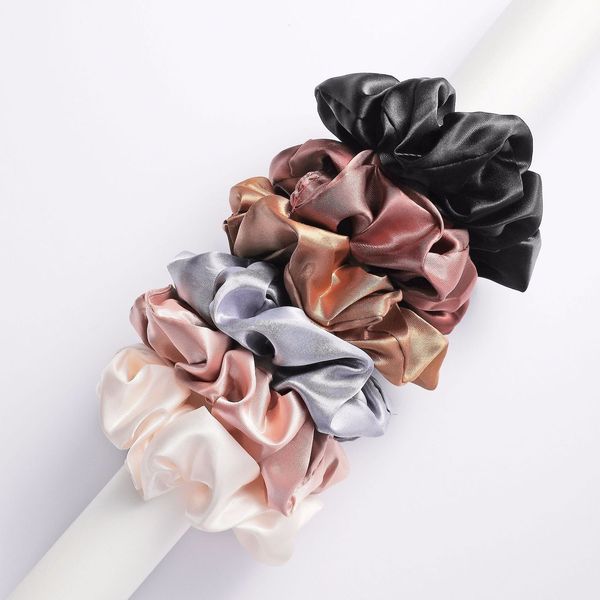 Elastici per capelli 6pcslot Moda Donna Ragazze Scrunchies per capelli in raso di seta Elastico per capelli elasticizzato solido Cravatta per coda di cavallo con elastico semplice ed elegante 230517