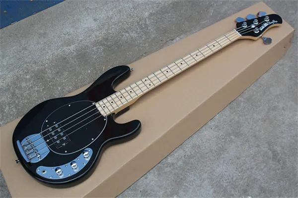 4 Saiten Schwarze Elektro -Bass -Gitarre Ernie Ball Musicman Music Man Man Sting Ray Maple Rosewood Fingerboard