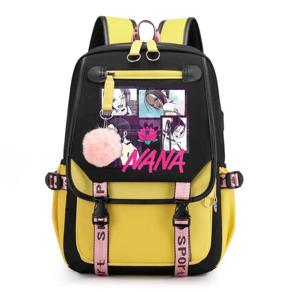 Rucksack Nana Osaki Anime Casual Backpacks Teenage Girls Laptop Bag Schoolbag Fashion Nana Beutel Mochila School Rucksack J230517
