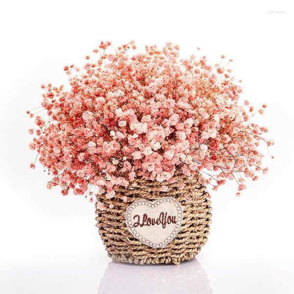 Fiori decorativi Conservati Baby Breath Bouquet essiccato con vaso Regalo per la festa della mamma Myosotis Gypsophila Cesto di fiori Decorazioni per la casa per