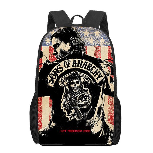 Backpack Sons of Anarchy Backpack for Girls Primary Student Pattern School School For Children Book Bag Casual Bagpack Bag Pack J230517