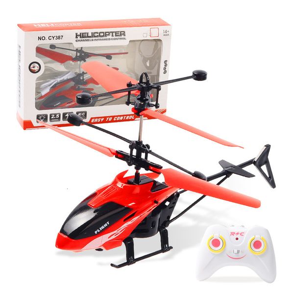 ElectricRC Aircraft TwoChannel Suspension RC Helicopter Dropproof Induction Suspension Aircraft Charging Light Aircraft Kids Toy Gift for Kid 230516