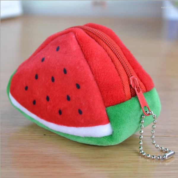 Portachiavi 100 pz/lotto Pelliccia Morbida 3D Frutta Cambia Borsa Portachiavi Giocattolo per Bambini Moneta Catena Chiave