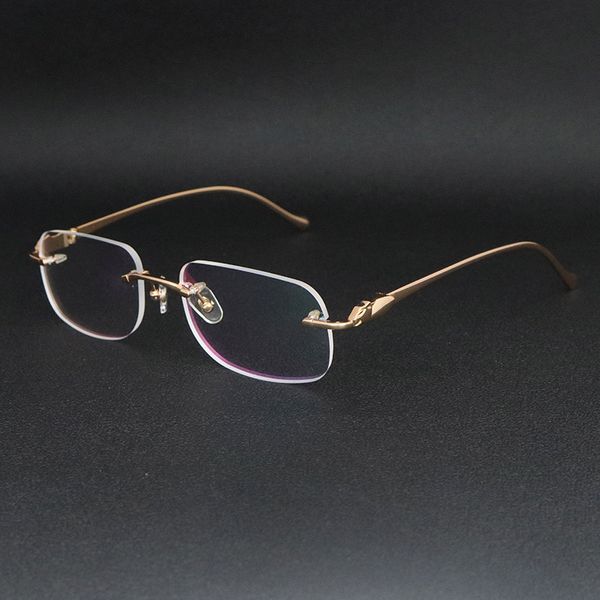 Son Moda Metal Büyük Kare Çerçeveler Çerçevesiz Gözlük Erkek ve Kadın Gözlükleri Lüks Koruma Gözlükleri dereceli lenslerle donatılabilir Gözlük