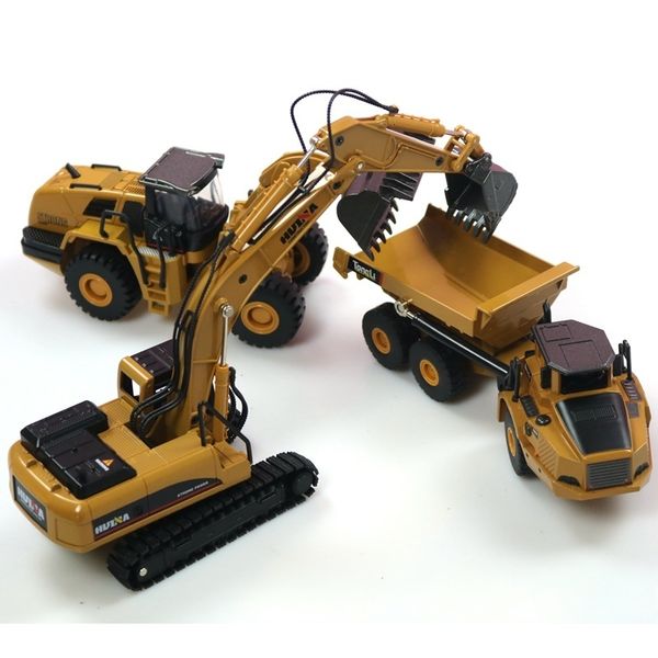 Modelo Diecast Car Huina 1 50 Dump Truck Excavator Loaders Diecast Model Model Construction Toys para meninos Coleção de carros de presente de aniversário 230517