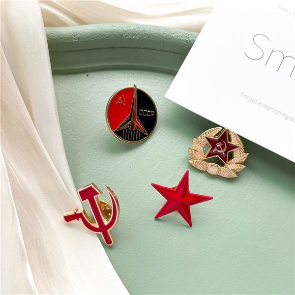 União Soviética da União Soviética Broche de esmalte Red Stars Hammer CCCP Pentagram Badge Bag Bitch Bistê
