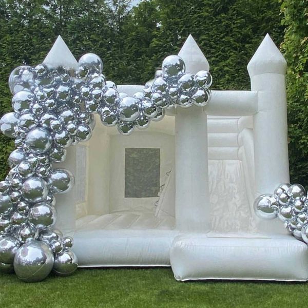 15ft Hot Sale Bounce House für Hochzeit aufblasbare weiße Hüpfhause mit Rutschen Bouncy Castle Air Bouncer Combo für Kinder Erwachsene Party