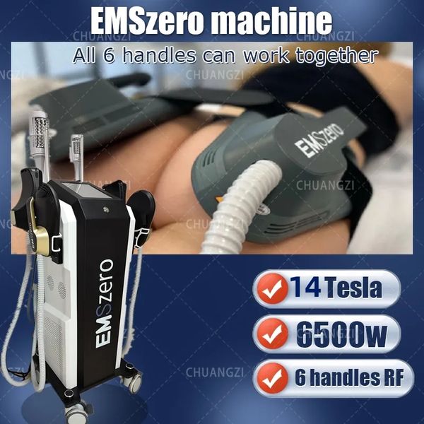 14 Tesla RF Вертикальное похудение 6500W 2 в 1 Emszer Plus Roller Equipment 6 обрабатывает жир разложение мышечное усилие.