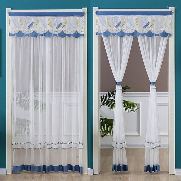 Cortina renda malha anti -mosquitos porta duplo ar condicionado inseto mosquito cortinas de tela de quarto vivo divisor de tela