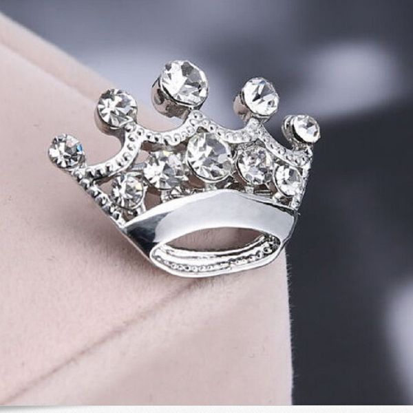 Spilla con corona incastonata di diamanti Spilla per collare per vestiti Spilla per abbigliamento in argento placcato oro Spilla per gioielli con corpetto Regalo alla rinfusa