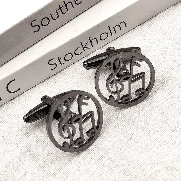 100% de aço inoxidável masculino masculino símbolo de música clássico design masculino de camisa francesa Sune Cufflinks Jóias de jóias por atacado