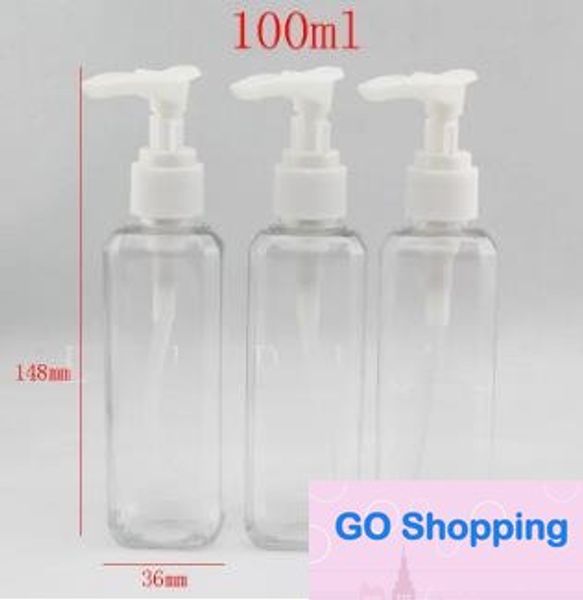 100ml x 50 Moda Şeffaf Kare Krem Losyon Pompası Plastik Pet Şişeleri Konteynerler, Boş Sprey Krem Pompası Şişeler, Losyon Şişesi