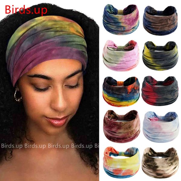 Elastici per capelli Tie Dye Fasce larghe annodate per donna Copricapo turbante vintage Fasce per capelli per ragazze Accessori Bandane elastiche Foulard 230517