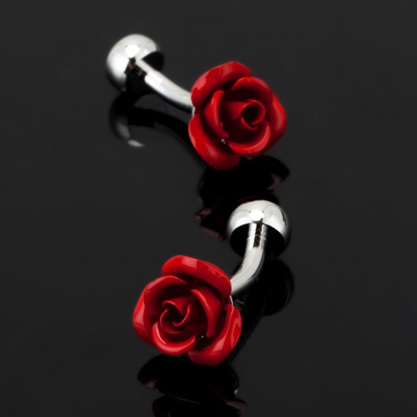 Spedizione gratuita, nuova rosa rossa Gemelli moda uomo e camicia da donna Gemelli designer senior design esclusivo bottoni di marca