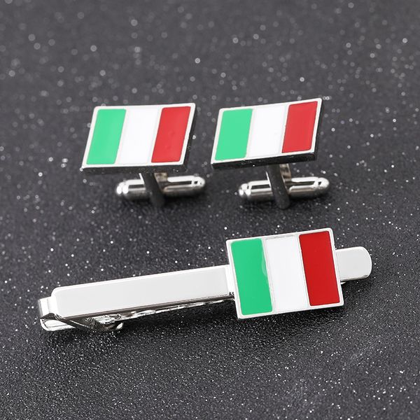 Fermacravatta bandiera Italia verde bianco quadrato rosso Fermacravatta gemelli set Bandiera nazionale Clip Cravatta fermacravatta regalo uomo patria