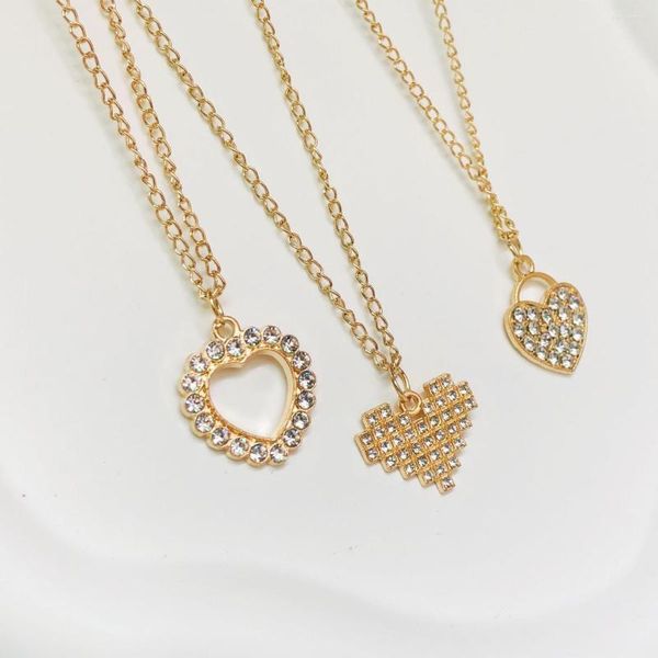 Anhänger Halsketten Mode Herzförmige Kristall Zirkon Halskette Für Frauen Damen Gold Farbe Liebe Zubehör Großhandel Schmuck Party Geschenk