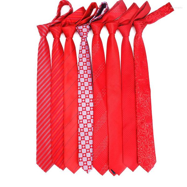 Papillon di alta qualità per uomo moda jacquard tessuto classico cravatta da uomo matrimonio 6 cm larghezza cravatta da sposo sottile rosso a righe