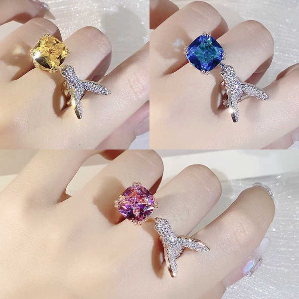 Группа Ring Rings Fashion Creative Hummingbird Group инкрустация циркона кольцо Ladies Luxury Design Color Full Diamond Ring Коктейль -вечеринка подарка J230517