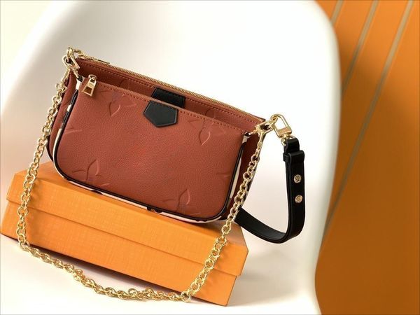 5A Tasarımcı Çanta Pochette Crossbody Leopar Deri Çanta Çanak Çantası Cüzdan Zincir Kayış Çanta Omuz Çantaları Messenger Classic 3pcs 3 Parça Set Lady