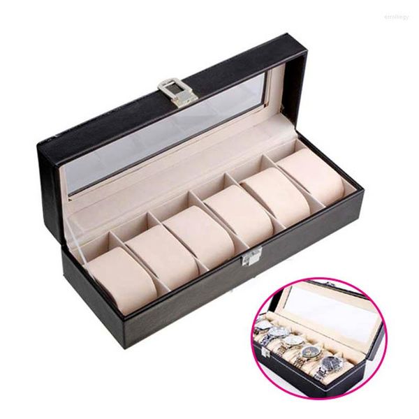 Schmuckbeutel 6 Slots Lederetui Display Aufbewahrungsbox Organizer für Armbanduhren XIN-