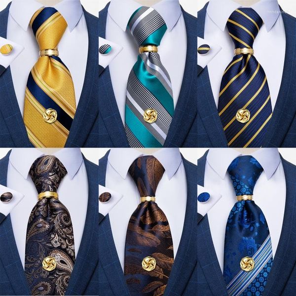 Erkekler için Bow Ties Tasarım Lüks Altın Tie Tack Business resmi kravat mendil seti hediye düğün gravatas dibangu