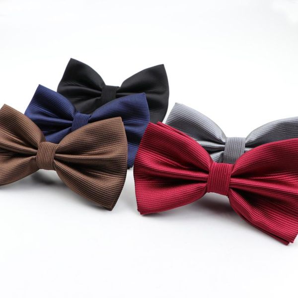 Yay bağları Klasik katı moda bowties çift katlı erkekler renkli çizgili kravat ızgara erkek evlilik kelebek düğün