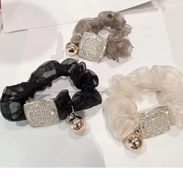 accessori per capelli di lusso anello per capelli cerchio dell'intestino crasso cravatta versatile coda di cavallo strass copricapo semplice fascia in pelle di organza copricapo