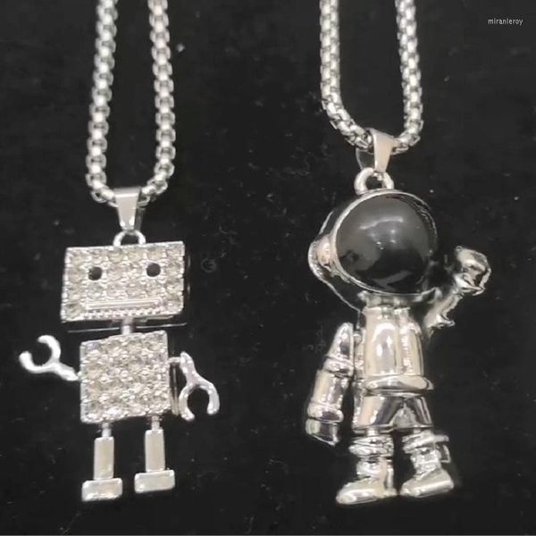 Collane con ciondolo WeSparking Astronauta Robot Collana Catena in corda di acciaio inossidabile Gioielli di moda carini per donna Uomo Bambini