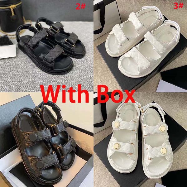 Mit Box Fashion Neue Damen Sandalen Signature Grain Leder Dekorative Element Hausschuhe