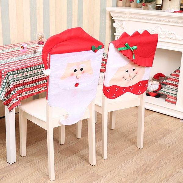 Decorazioni natalizie Creative Cartoon Babbo Natale Coppia Coprisedia Red Hat Table Dinner Decor Decorazione natalizia Forniture per ornamenti