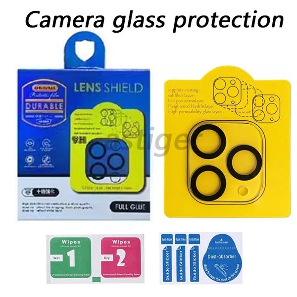 3D Full Cover HD Clear Lens Protector per iPhone 15 14 13 12 11 Mini Pro Max 14Plus 9H Pellicola protettiva per fotocamera con Flash Circle Vetro temperato con scatola al dettaglio