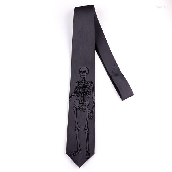 Papillon Cravatta da uomo maschile Design originale Cravatta da ricamo da donna letteraria in stile college con teschio grigio scuro