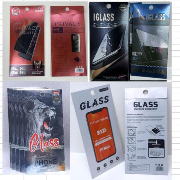 Nur leere Einzelhandelsverpackung, Papiertüte, Verpackung für Displayschutzfolie aus gehärtetem Glas, iPhone 14 Pro Max Plus, Samsung Note 10 Universal