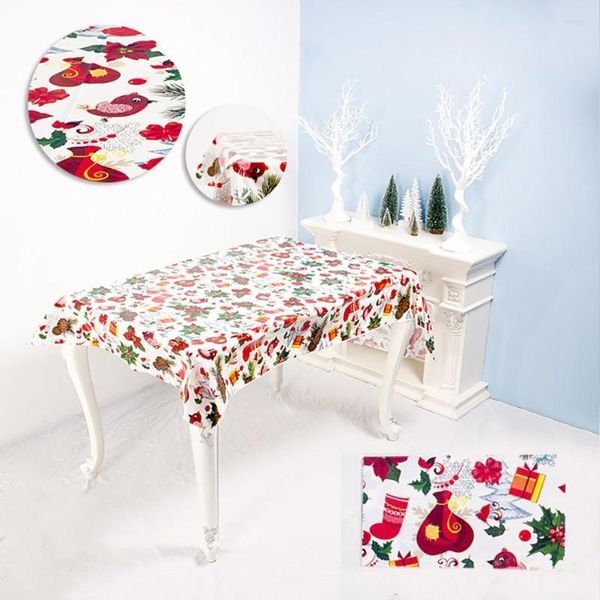 Masa Bezi Noel Tek Kullanımlık PVC Baskı Noel masa örtüsü DIY yılı Dekorasyon Su Yağlı Kapak 110x180cm