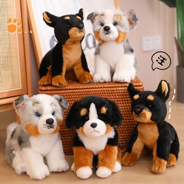 Фаршированная жизнь плюшевые игрушки Simulation Dog Plush Doberman Pincher Dog City Doll Pet Toys Home Decor Gift для девочек день рождения