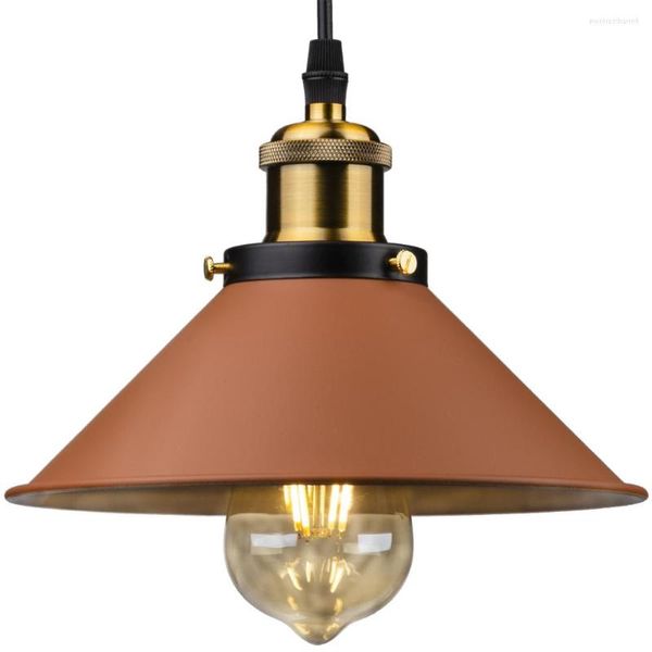 Lampade a sospensione Brown Light Industrial Farmhouse Lampada da soffitto a sospensione vintage per cucina Isola Barn Sala da pranzo Base E27