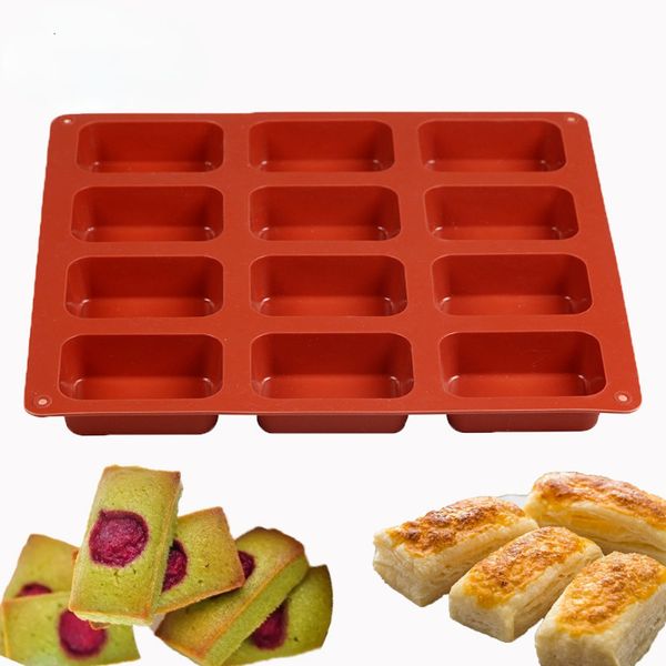 Strumenti per torte 12Cavità Stampo per torta a forma quadrata Mini Fancy Brownie Cake Pan Stampo in silicone Stampo per biscotti Vassoio per muffin 230516