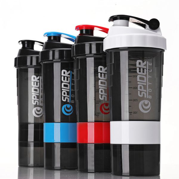 Garrafas de água 3 camadas Shaker Bottle Protein Powder Milkshake Cup Sports Fitness Water Copo 550ml Garrafas de água com Caixa de Medicina 230516