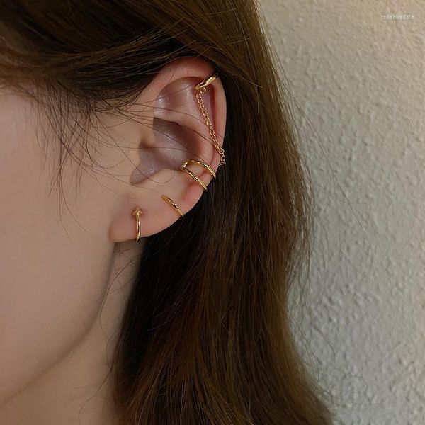 Orecchini posteriori 2023 Polsini dell'orecchio di colore dell'oro Clip foglia per le donne Scalatori No Piercing Accessori per orecchini di cartilagine finti semplici