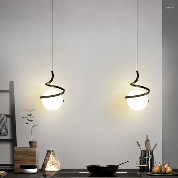 Lampade a sospensione Moderne luci a LED Illuminazione per interni Lampada a sospensione in vetro per tavoli da pranzo domestici Comodino Cucina Soggiorno Decorazione luce