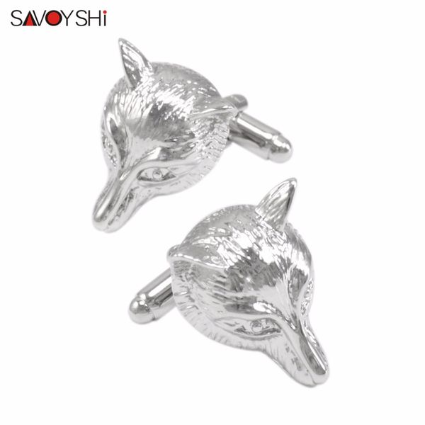 SAVOYSHI Novità Gemelli Volpe Color Argento per Unghie Polsino Uomo Acciaio Inossidabile di Alta Qualità Gemello Animale Regalo Gioielli di Marca