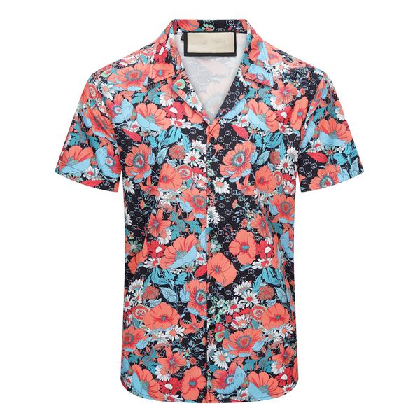 Camisa de grife masculina camisetas impressas camisa de boliche havaí camisas casuais florais homens magro vestido de manga curta havaiana camiseta m-3xl u28
