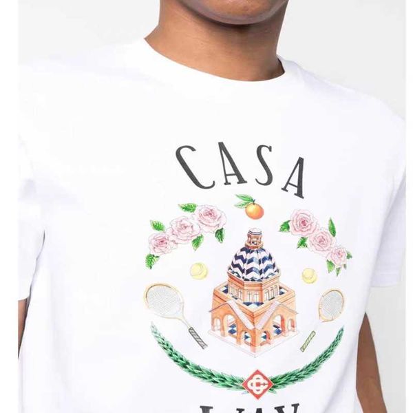 Herren Hoodies Sweatshirts 2023 Neue Casablanca Greenery Castle Print T-shirt Sommer Männer Frauen Hohe Qualität Streetwear Tennis Club Baumwolle Casual T-ShirtBKQY