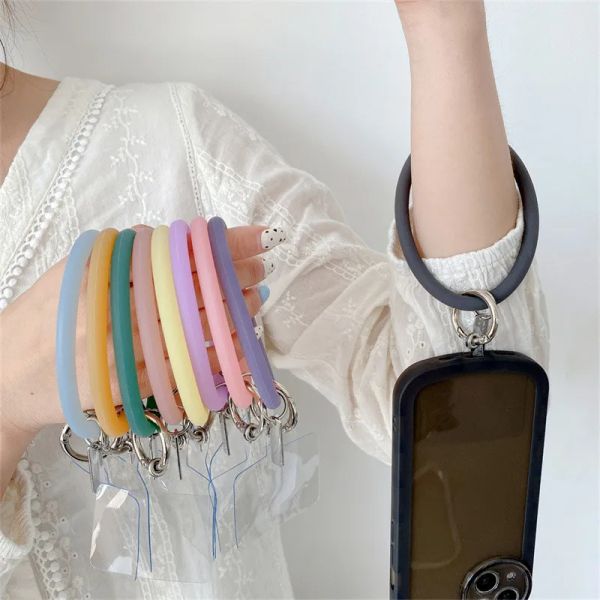 Rundes Silikon-Armband, Anti-Verlust-Handy-Gurte, universelle, trendige Handy-Kette, weiches Handgelenk, Schlüsselanhänger, Outdoor-Sport, Mode, kreativer Lanyard-Hängeschnur-Schmuck